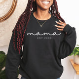 Personalized Mama Est Sweatshirt with Child's Name on Sleeve,Mothers Day Gift,New Mom Gift