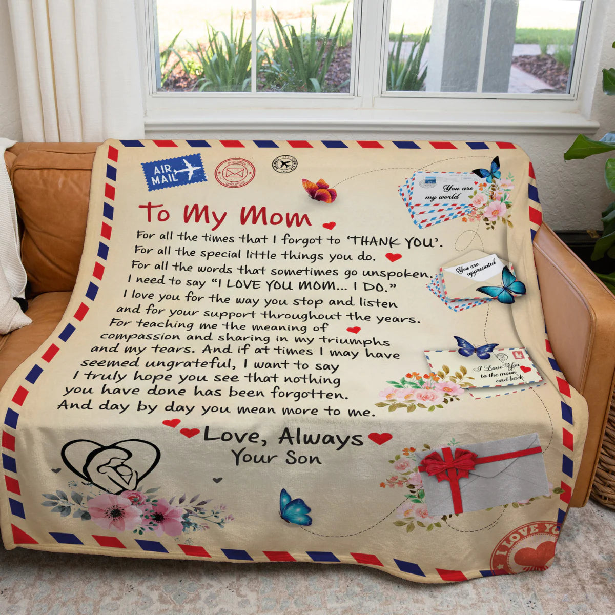 Mom - Giant Post Card Blanket - From Son