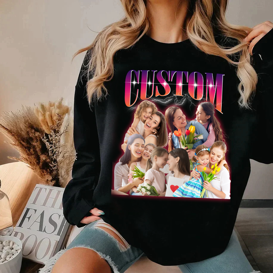 Mother's Day Gift Custom Vintage Tee Custom Photo Vintage Hoodie Photo Sweatshirt