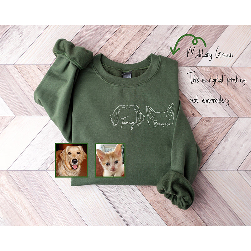 Custom Dog Cat Ears Hoodie Sweatshirt Gifts For Pet Lover