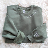 Custom Mama Embroidered Sweatshirt with Kids Names sleeve-New Mom Gift Personalized