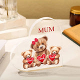 Mother's Day Gift Personalized Mom Acrylic Heart Keepsake Custom Text Love Cute Bear Ornaments Gift for Grandma/Mother