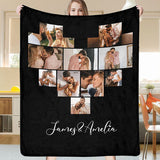 Custom 10 Photos Fleece Blankets Names Blanket For Couple