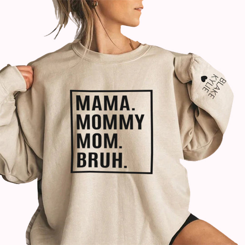 Custom Mama Mommy Sweatshirt, Custom Mother's Day Sweatshirt, with Children's Names on the Sleeve