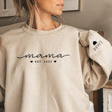 Personalized Mama Est Year Sweatshirt with Kids Names On Sleeve,Mothers Day Gift Idea