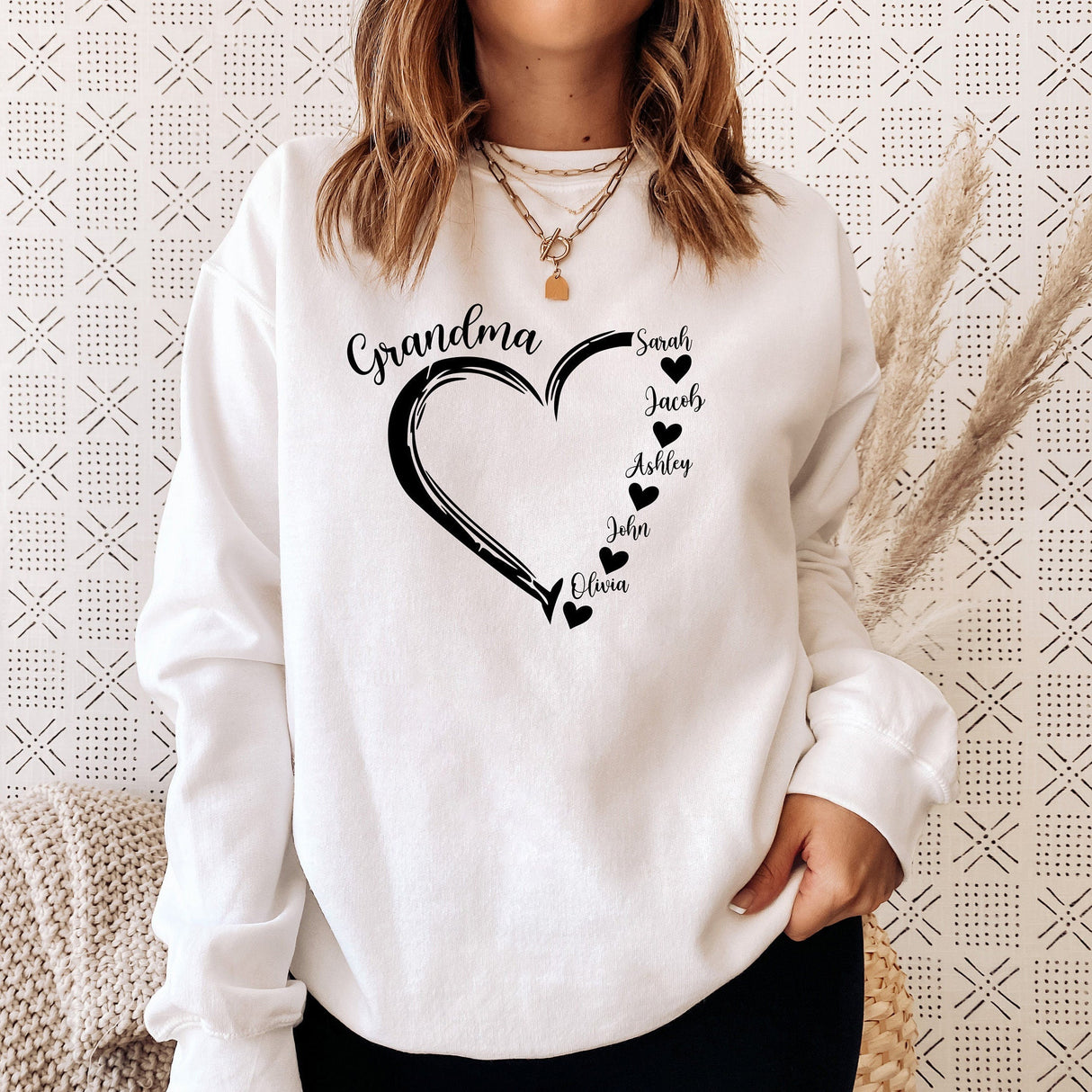 Personalized Grandma Nana Sweatshirt With Grandkids' Names,Mother's Day Gift,Grandma, Nana Crewneck