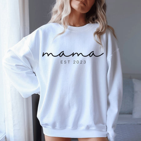 Personalized Mama Est Sweatshirt with Child's Name on Sleeve,Mothers Day Gift,New Mom Gift