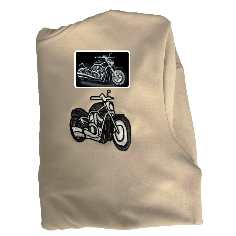 Custom Motorcycle Embroidered Hoodie, Motorcycle Lover Gift