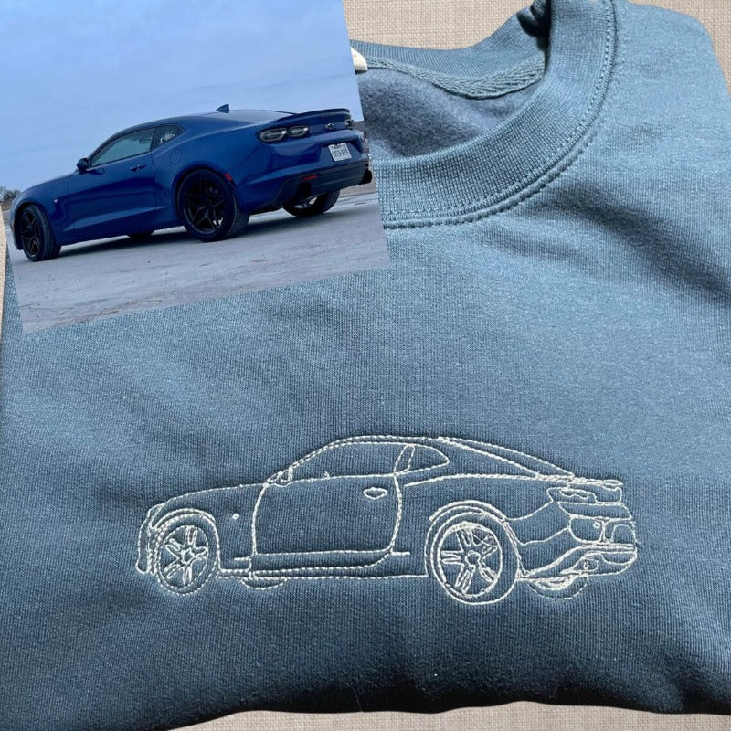 Custom Car Outline Sweatshirt, Custom Car Sweatshirt, Embroidered Car Sweatshirt