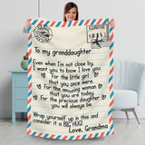 To Granddaughter Blanket, Envelope Letter Long Distance Blanket, Grandma Loves You Blanket