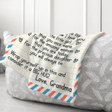 To Granddaughter Blanket, Envelope Letter Long Distance Blanket, Grandma Loves You Blanket