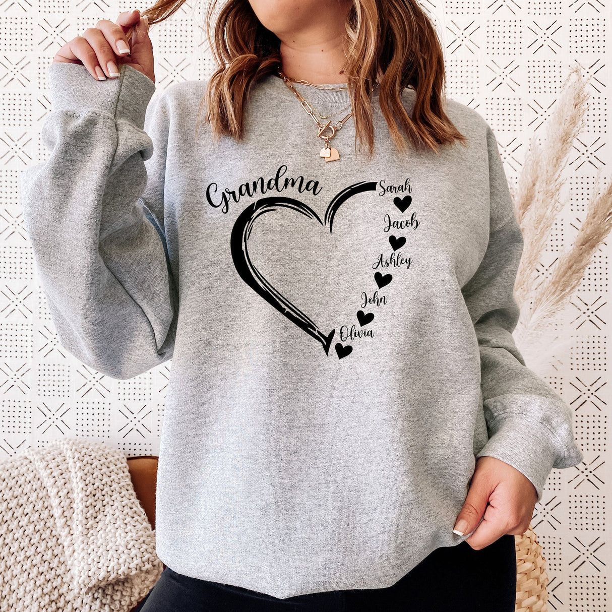 Personalized Grandma Nana Sweatshirt With Grandkids' Names,Mother's Day Gift,Grandma, Nana Crewneck