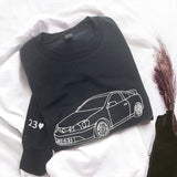 Custom Car Sweatshirt, Custom Car Outline Sweatshirt, Embroidered Car Sweatshirt