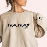 Custom Est Year Mama Sweatshirt, Custom Mother's Day Sweatshirt, with Children's Names on the Sleeve