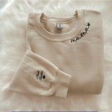 Custom Mama Embroidered Sweatshirt with Kids Names sleeve-New Mom Gift Personalized