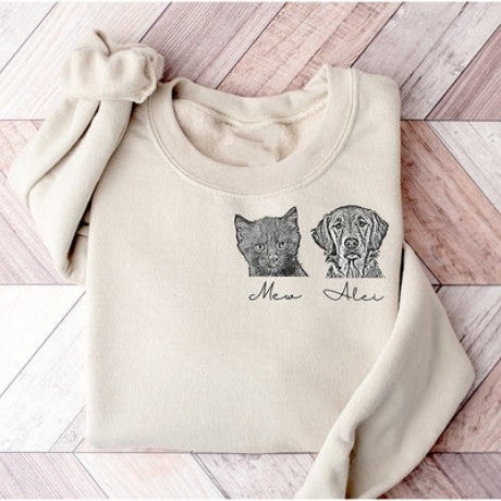 Custom Dog Cat Ears Hoodie Sweatshirt Gifts For Pet Lover