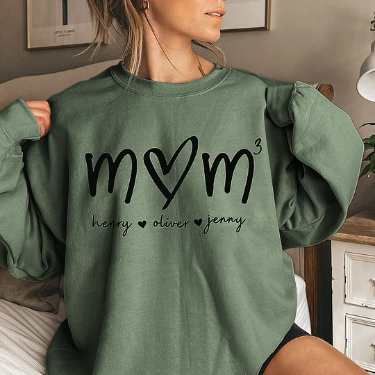 Mom Means Everything - Family Custom Sweatshirt With Design On Sleeve