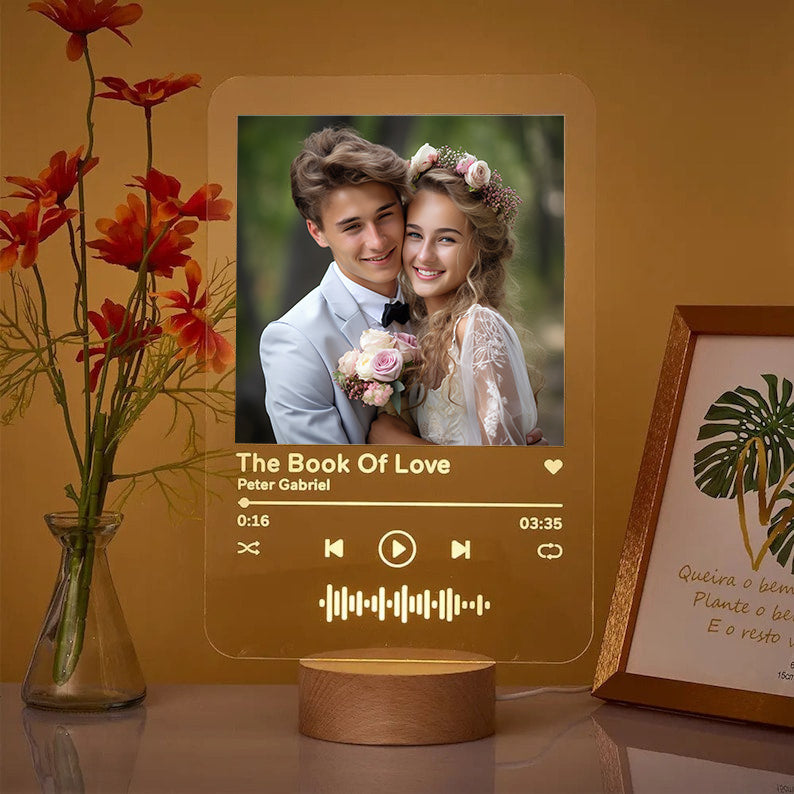 Personalized Music Song Plaque Personalized Couple Photo Plaque Personalized Acrylic Night Light