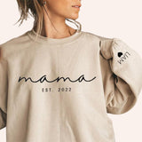 Personalized Mama Est Sweatshirt with Child's Name on Sleeve,Mothers Day Gift,New Mom Gift