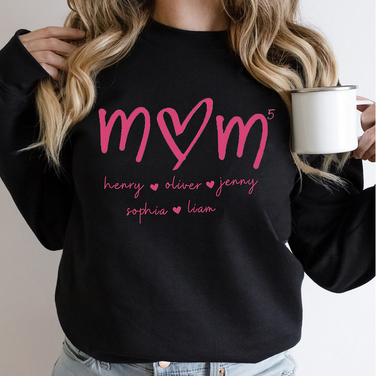 Mom Means Everything - Family Custom Sweatshirt With Design On Sleeve