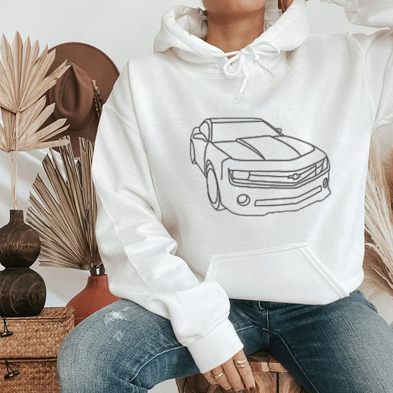 Custom Car Sweatshirt, Custom Car Outline Sweatshirt, Embroidered Car Sweatshirt