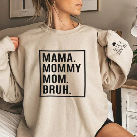 Custom Mama Mommy Sweatshirt, Custom Mother's Day Sweatshirt, with Children's Names on the Sleeve