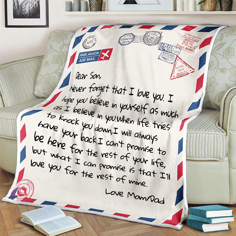 Personalized Family Blanket Letter Blanket Gift For Son, Son's Birthday Gift