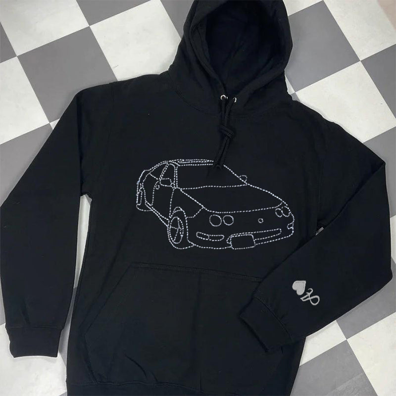 Custom Car Outline Sweatshirt, Custom Car Sweatshirt, Embroidered Car Sweatshirt