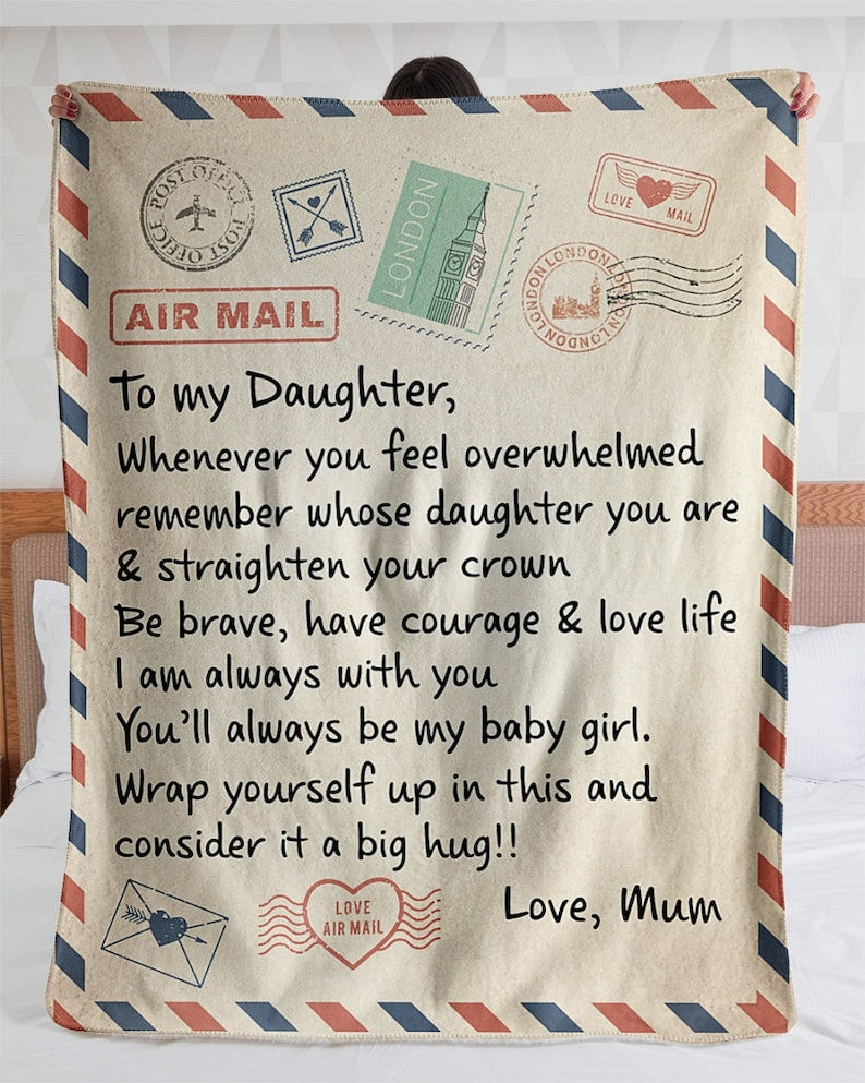 Personalized Letter Blanket for Daughter- Custom Birthday Gift for Her