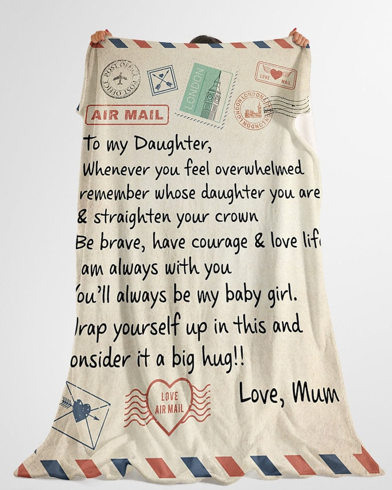 Personalized Letter Blanket for Daughter- Custom Birthday Gift for Her