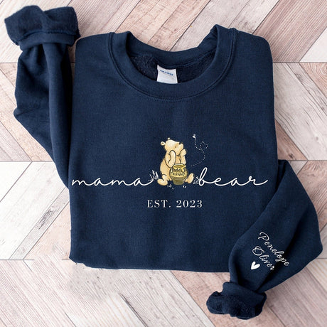 Custom Mama Bear Shirt with Kid Name on Sleeve,Mothers Day Gift