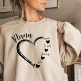 Personalized Grandma Nana Sweatshirt With Grandkids' Names,Mother's Day Gift,Grandma, Nana Crewneck