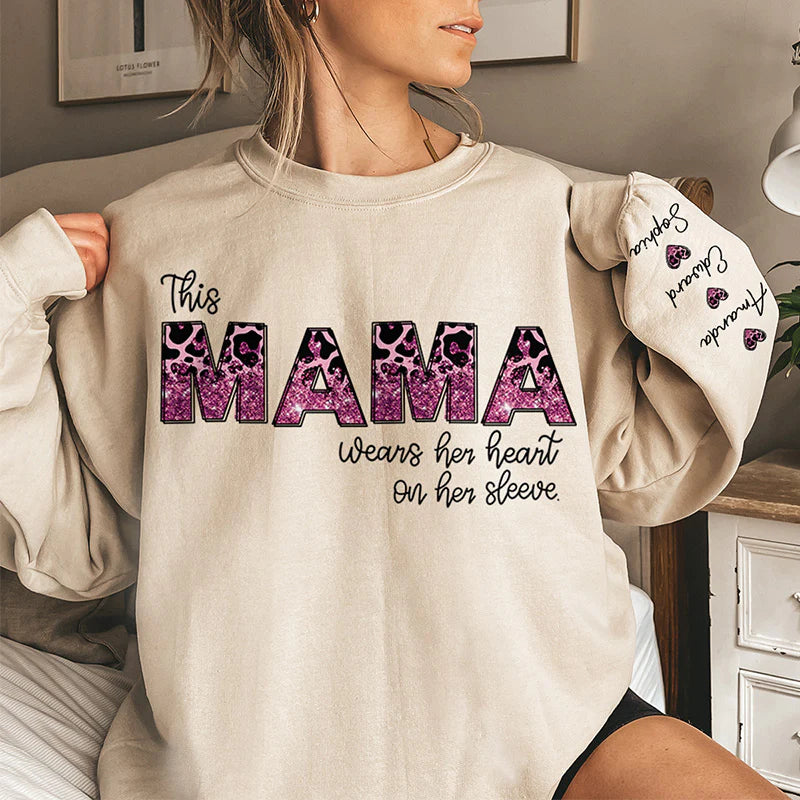 Behind Every Great Kid Is A Mom - Family Personalized Custom Unisex Sweatshirt With Design On Sleeve - Gift For Mom, Grandma