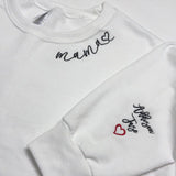 Custom Mama Embroidered Sweatshirt with Kids Names sleeve-New Mom Gift Personalized