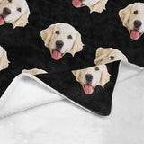 Personalized Dog Portrait Throw Blanket, Custom Blanket With Photo, Custom Pet Face Black Ultra-Soft Micro Fleece Blanket, Customized Throw Blanket For Kids/Adults/Family Gift