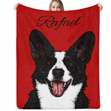 Personalized Dog Portrait Throw Blanket, Custom Photo&Name Animals Ultra-Soft Micro Fleece Blanket, Customized Throw Blanket For Kids/Adults/Family, Souvenir, Gift