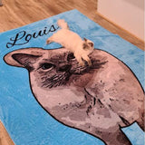 Personalized Dog Portrait Throw Blanket, Custom Photo&Name Animals Ultra-Soft Micro Fleece Blanket, Customized Throw Blanket For Kids/Adults/Family, Souvenir, Gift