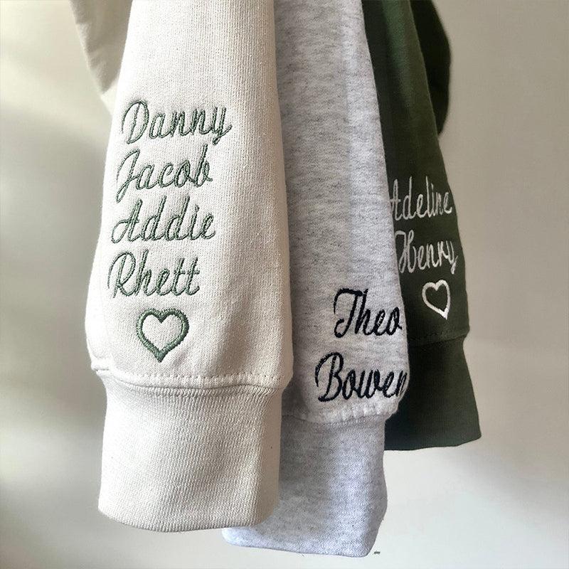 Custom Mama Embroidered Sweatshirt with Kids Names sleeve-New Mom Gift Personalized