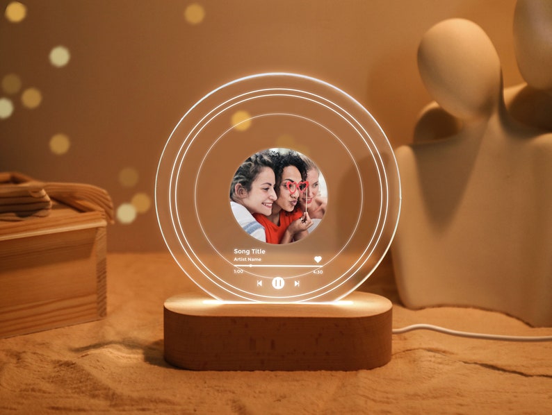 Personalized Light Music Sign with Photo of Favorite Song Song Sign with Night Light