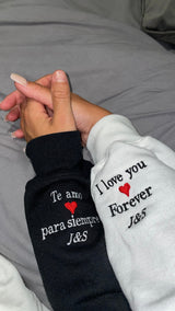 Custom Personalised Embroidered Hoodie Or Sweatshirt Crewneck, Couple Gifts Anniversary Gift Matching Hoodies