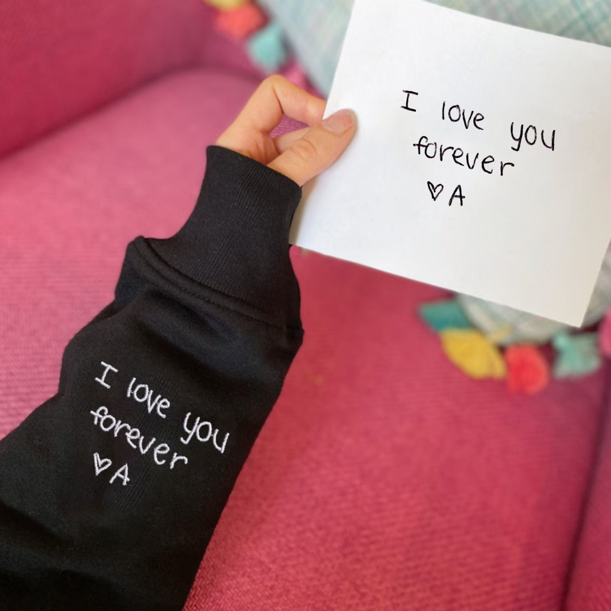 Custom Embroidered Handwriting Sweatshirt, Handwriting Embroidery Sweatshirt, Couples Anniversary Wedding Sweatshirt, Handwriting Sweatshirt