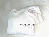 Custom Embroidered Sweatshirt, Mama Embroidered Sweatshirt, Custom Embroidery Date, Custom Embroidery Sleeve, Personalized Embroidered