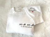 Custom Embroidered Sweatshirt, Mama Embroidered Sweatshirt, Custom Embroidery Date, Custom Embroidery Sleeve, Personalized Embroidered