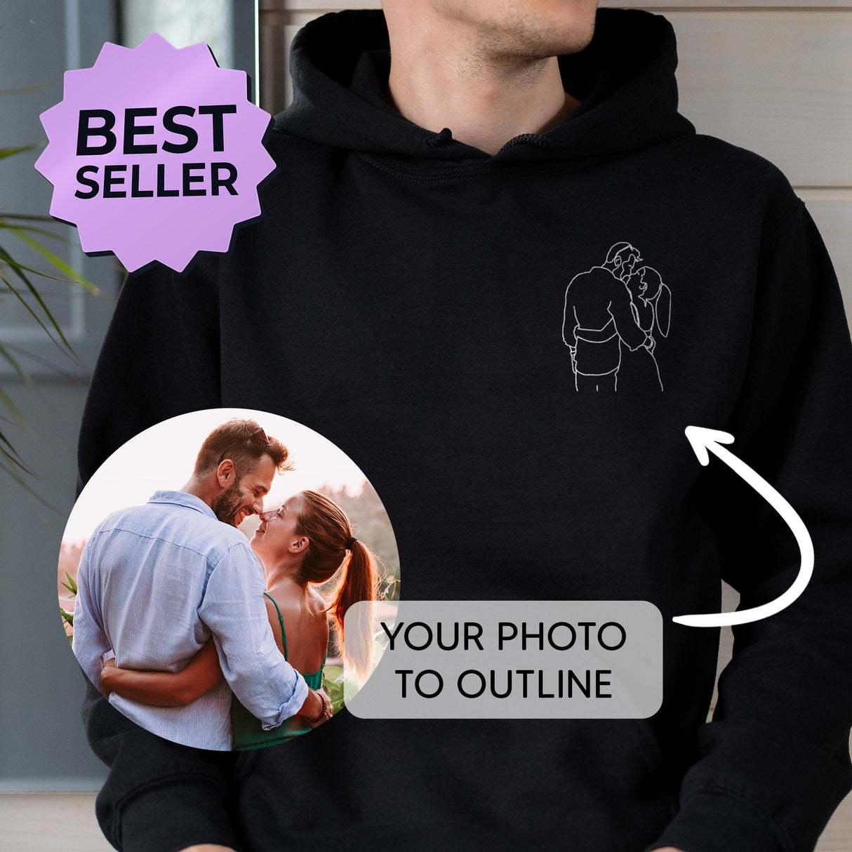 Custom portrait from photo to shirt, outline photo sweatshirt, Custom Photo, custom portrait, Couple Hoodie, Couple Shirt, Couple Hoodie