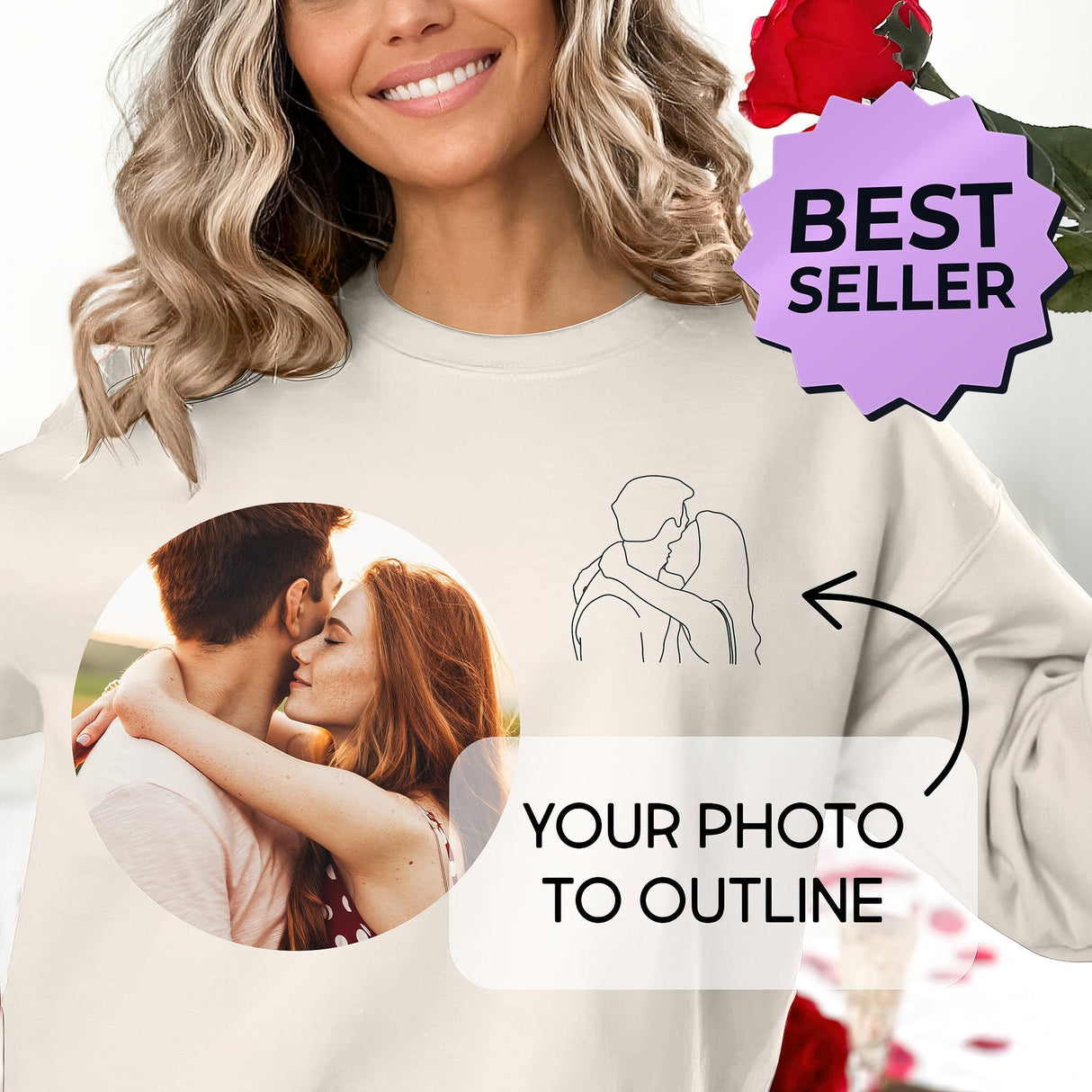 Custom portrait from photo to shirt, outline photo sweatshirt, Custom Photo, custom portrait, Couple Hoodie, Couple Shirt, Couple Hoodie