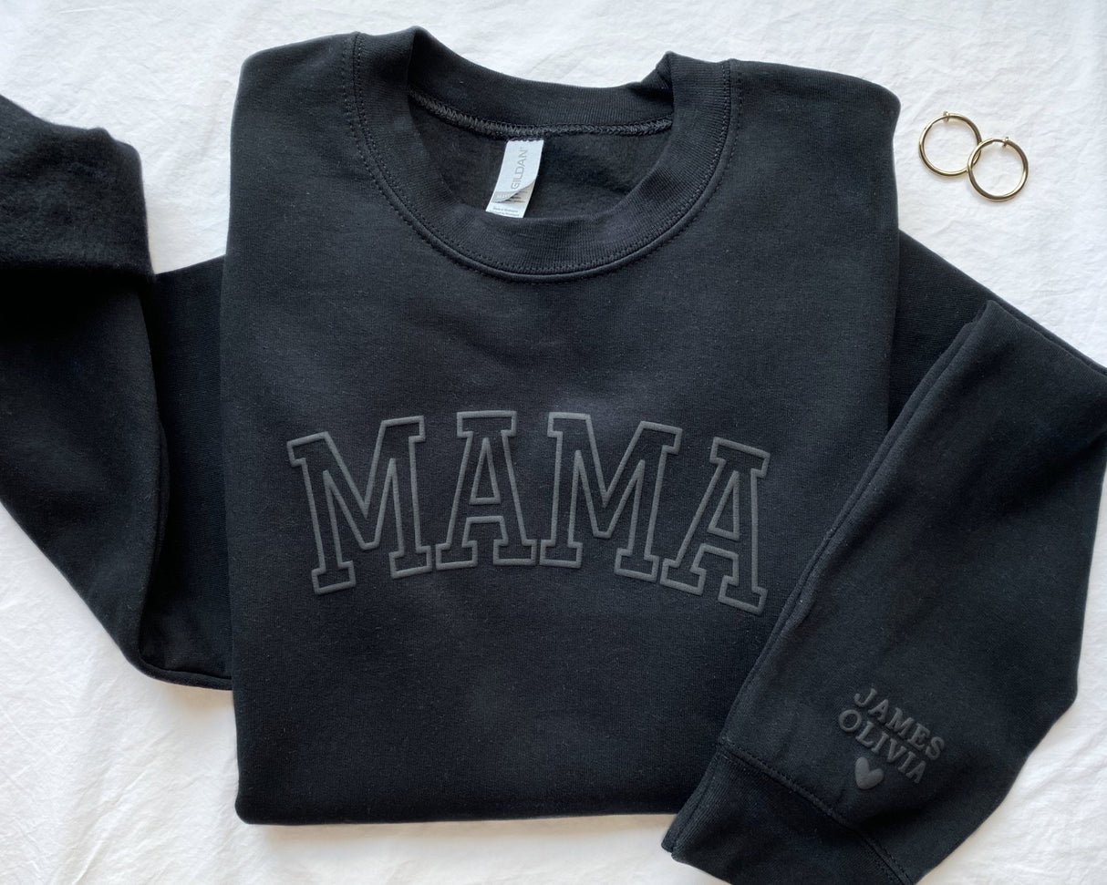 Personalized Mama Sweatshirt with Kid Names on Sleeve Mothers Day Gift for Mom