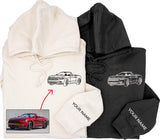 Custom Embroidery Car Photo Line Art Hoodie, Custom car outline Sweatshirt, hoodie, Personalized, Dad Gift, Custom sweatshirt, Gift for Him