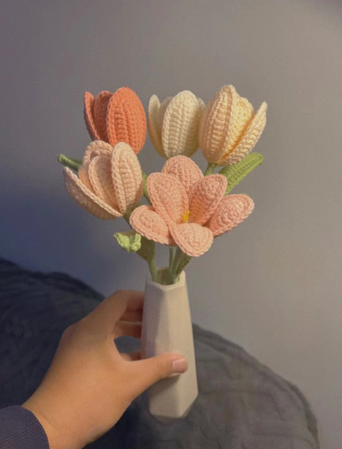 Crochet Flowers Bouquet Handmade, Mother's Day Gift, Tulip for Anniversary, Birthday, Girlfriend, Crochet Flowers, Birthday Gift