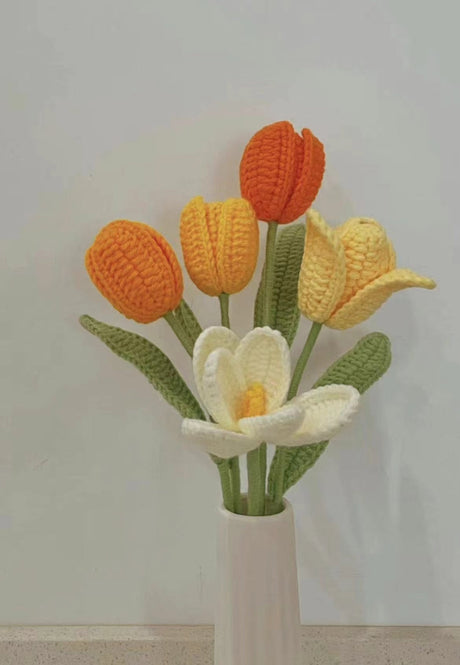 Crochet Flowers Bouquet Handmade, Mother's Day Gift, Tulip for Anniversary, Birthday, Girlfriend, Crochet Flowers, Birthday Gift