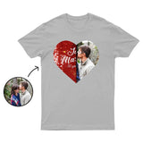 Personalized T-shirt Heart Shaped Sequin with Custom Photo Design Creative Gift for Couples